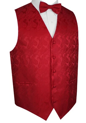 Men's Paisley Formal Tuxedo Vest, Bow-Tie & Hankie set. Wedding, Prom, Cruise - Image 1 of 2