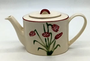 Vintage Past Times Hand Painted Pink Tulips Teapot Cottage Core England - Picture 1 of 7