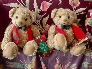 VTG XMAS TEDDY BEARS 10" W/ BOOKS (2). NEW, FROM 1990s. BEAUTIFUL GIFT CONDITION - Picture 1 of 6