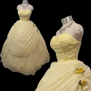 De Colección Años 50 Vestido de Baile de graduación XS Vestido de Desfile Chifón Amarillo Belle Largo Sin Tirantes - Imagen 1 de 20