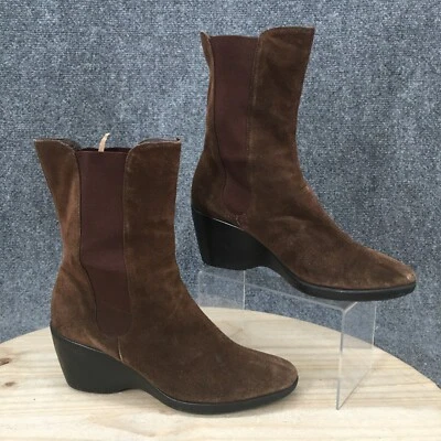  Botas Anne Klein Iflex para mujer 10 M AKCADEN Chelsea botín de media pantorrilla cuero marrón Foto 1 de 4