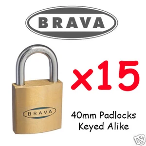 Padlocks x15 KEYED ALIKE BRAVA 40mm High quality BULK LOT - Picture 1 of 3