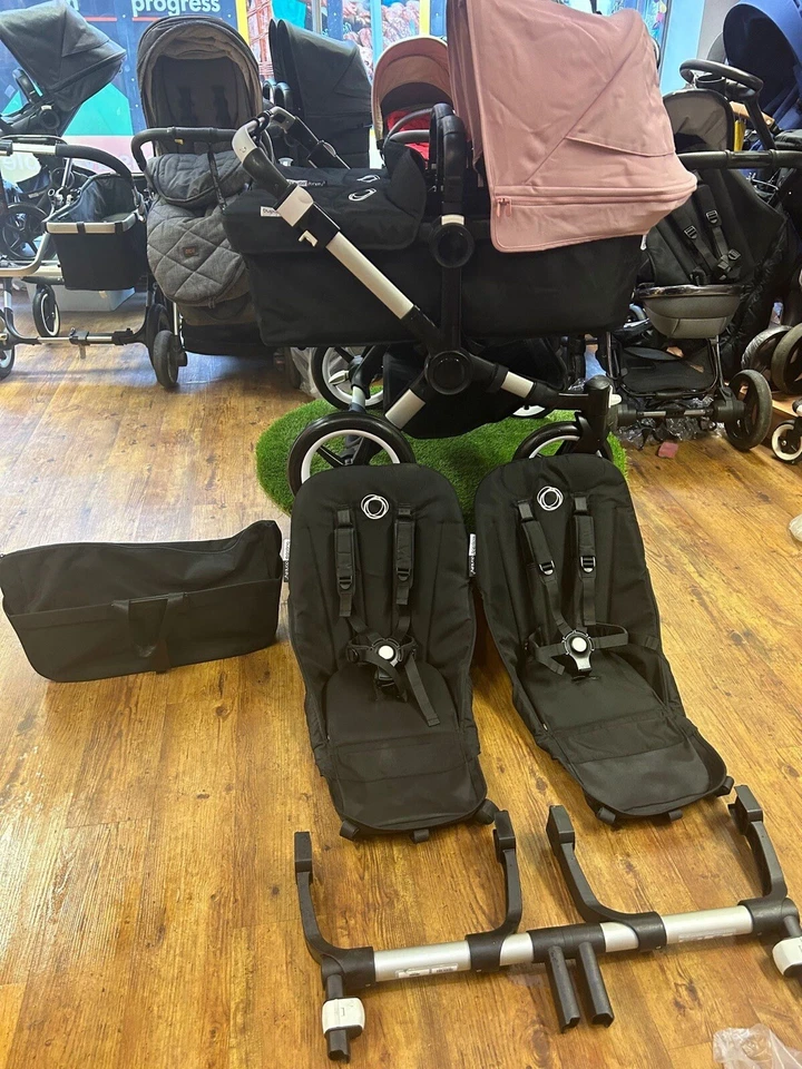 Bugaboo donkey 3 Twin-Black Frame - Pink Black - Professionally Restored - Image 1 of 4