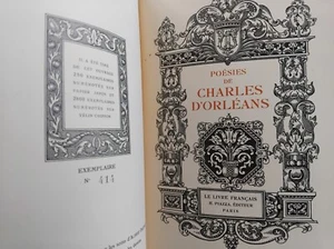 POESIES DE CHARLES D'ORLEANS 1926 PIAZZA GRAVURE VELIN COURTOIS - Picture 1 of 4
