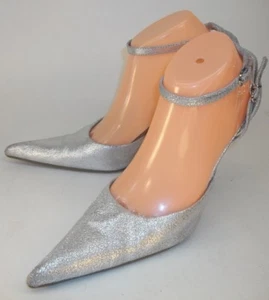 Steve Madden BLAZZE donna US 8M pelle argento cinturino alla caviglia tacco a punta - Foto 1 di 9