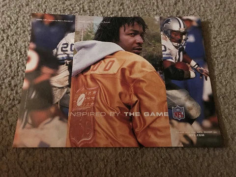 Vintage BARRY SANDERS & EDGERRIN JAMES PUMA NFL APPAREL Poster Print Ad 1990s Cover