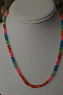 40.00ct Multi Color Opal 16-18" Necklace Rhodium over Fine Silver ~ 2-4mm - Image 1 of 4