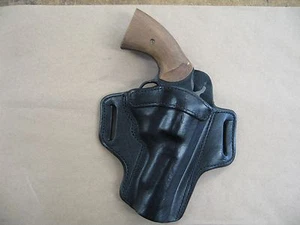 EAA Windicator 4" Revolver Leather 2 Slot Pancake Belt Holster BLACK RH - Picture 1 of 2