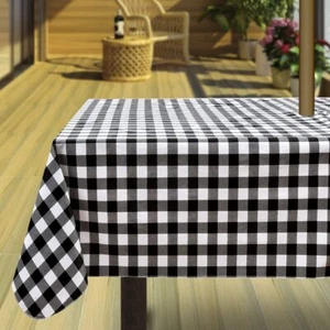 Hipinger Vinyl Square Tablecloth with Zipper and Umbrella Hole Outdoor Oil Wa... - Picture 1 of 5