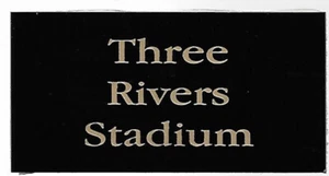 NAMEPLATE 1 1/2"x 3" STEELERS 3 RIVERS STADIUM FOR PLAQUE BLACK W/GOLD LETTERS - Picture 1 of 1