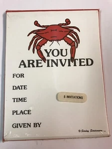 Staley Stationary You Are Invited Crab Invitations w/ Envelopes 8 ct. - NEW - Picture 1 of 3