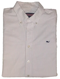 Camisa abotonada de ballena blanca con rayas rosas talla M de Vineyard Vines para hombre - Imagen 1 de 5
