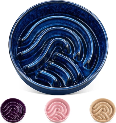 Slow Feeder Dog Bowl, 1.5 Cup Ceramic Slow Feeding Food Dish for Small and Mediu - Image 1 of 4