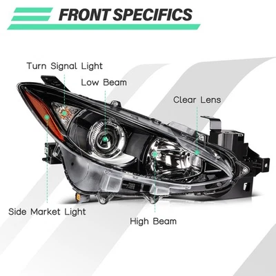 Fit for 2014 -2016 Mazda 3 Headlights Assembly w/Projector Right Passanger Side Foto 1 de 4