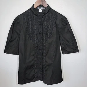 Spin Doctor Gothic Lolita Button Up Top Damen klein schwarz Spitze Vamp viktorianisch - Bild 1 von 9