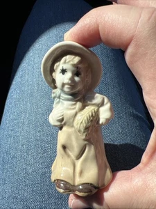 Ernte Mädchen Vintage Figur Keramik Porzellan handbemalt glasiert Schnickschnack - Bild 1 von 11