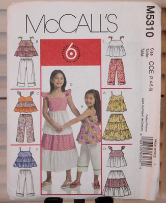 McCalls Sewing Pattern M5310 Girls Top Skirt Pants Size 3-6 Uncut - Image 1 of 2