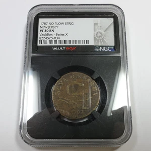 1787 NGC VAULT BOX VF30 - New Jersey No Plow Above Sprig Coin #57710A - Picture 1 of 3