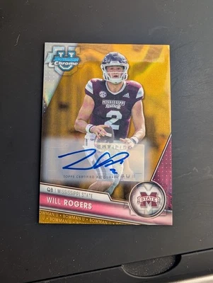 Will Rogers Gold Lava Auto /50 2023 Bowman Chrome U University 13/50 READ - Image 1 of 3
