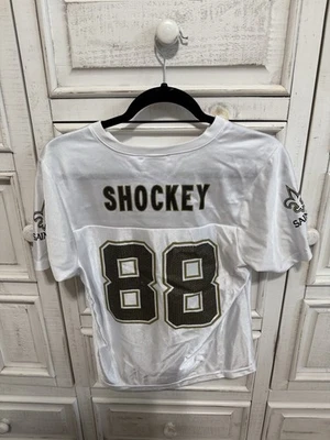 Camiseta para mujer NFL New Orleans Saints Sparkle Shockey #88 blanca M Foto 1 de 4