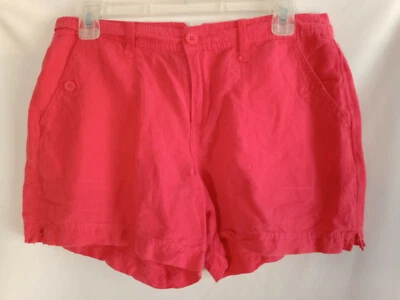 Calvin Klein CK Linen Shorts Sz 6  Womens Coral Viscose Pockets Watermelon Prep - Image 1 of 4