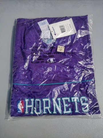 NEW VINTAGE AUTHENTIC CHAMPION CHARLOTTE HORNETS WARM UP SHOOTING SHIRT SZ 2X Cover