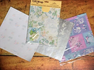 Wedding Shower Gift Wrap Wrapping Paper Sheets Lot of 4 - Picture 1 of 11