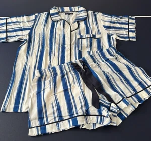 Katie Kime Pajamas Short Set Womens S Strip Cotton Holiday Theme - Picture 1 of 13