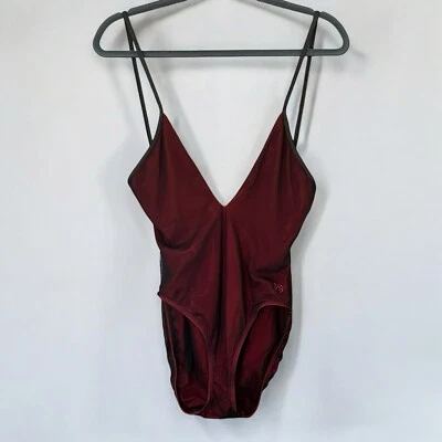 Vintage Victoria’s Secret Red and Black Mesh Deep V Bodysuit High Cut Leg Sz 8 - Image 1 of 4