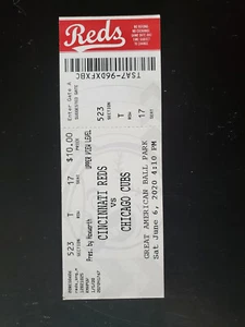 2020 Cincinnati Reds vs Chicago Cubs - 6 giugno 2020 biglietto stub GIOCO ANNULLATO - Foto 1 di 1