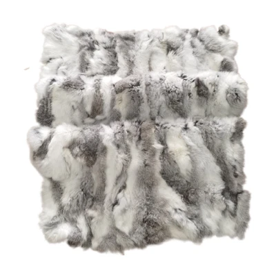 Real Fur Throw Natural Rabbit Fur Blanket High Quality Tanned Leather 150*180cm - Image 1 of 4