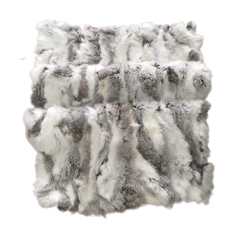 Real Fur Throw Natural Rabbit Fur Blanket High Quality Tanned Leather 1.8x3.6ft - Image 1 of 4