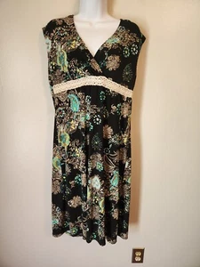 Vestido para mujer MERONA cachemira multicolor imperio sin mangas talla L encaje delantero - Imagen 1 de 6