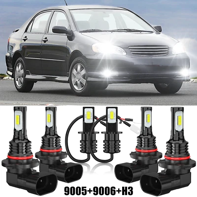 For Toyota Corolla 2001-2004 6000K LED Headlight Fog Light Bulbs Combo KIT White - Image 1 of 4