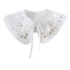Women White Cotton Fake Collar Shawl Hollow Out Floral Fish Scale Necklace Scarf