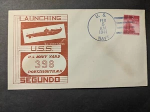 Submarine USS SEGUNDO SS-398 Naval Cover 1944 CONTRAROS WWII LAUNCH Cachet - Picture 1 of 2