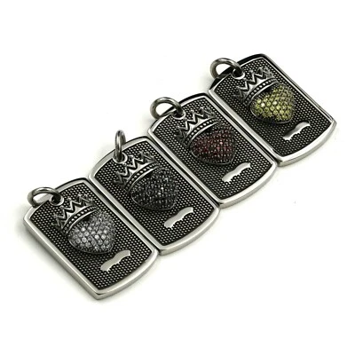 Corazón de acero inoxidable 316 circonitas con corona etiqueta de perro Foto 1 de 4