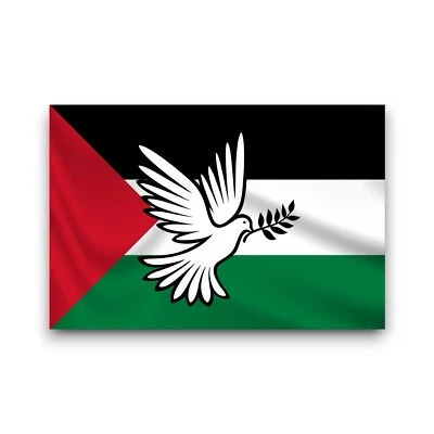 DANSDESIGNS Peace Dove With Free Palestine Palestinian Flag Vinyl Sticker Decal 120x80mm