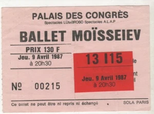 COLLECTIBLE TICKET (1987) BALLET MOISSEIEV (Russian) Palais Des Congres Paris - Picture 1 of 1