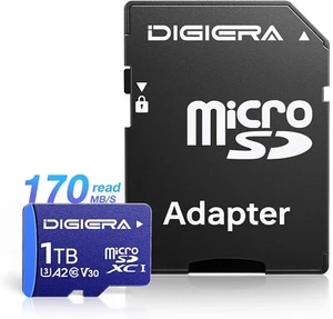 Carte mémoire microSDXC UHS-I 1 To avec adaptateur - jusqu'à 170 Mo/s, C10, U3, V30 - Photo 1 sur 8