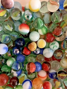 Grab Bag Lot of 20 Small Glass Vintage Marbles Colorful Cat's Eyes, Milky& More - Picture 1 of 6