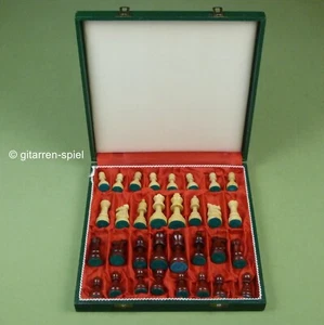 32 Staunton Schachfiguren Holz KH 8 cm in Koffer / Etui Vintage Komplett 1A Top! - Bild 1 von 6