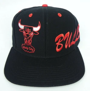 CHICAGO BULLS NBA VINTAGE SNAPBACK RETRO DOS LOGOS FLAT BILL BLACK CAP MÜTZE NEU! - Bild 1 von 5