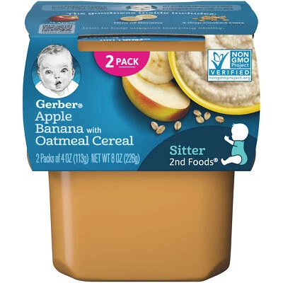 Gerber Apple Banana With Oatmeal Cereal Baby Food Non GMO - 2 Ct - Pack of 4 - Image 1 of 4