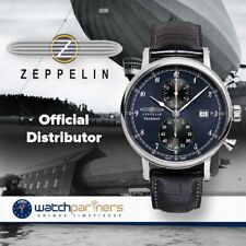 ZEPPELIN Nordstern Swiss Quartz Chrono Watch German made Blu/Blk Dial 7578-3
