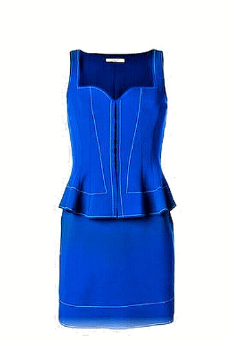 Abito corsetto Givenchy Peplum BW201Y300T. Dettaglio punto bianco blu elettrico. Ottime condizioni