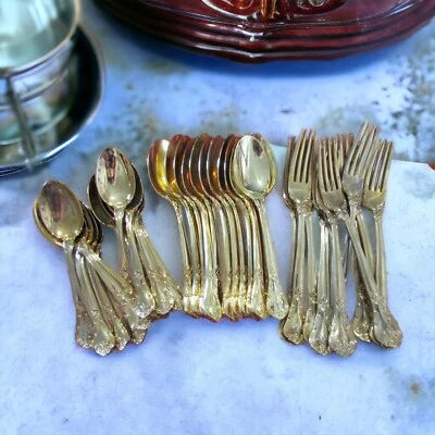 De colección Godinger Grand Master Oro Electroplato Floral 36 Cucharadas Cuchara Tenedor Foto 1 de 4