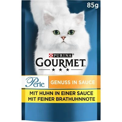 PURINA Perle Genuss in Sauce Katzenfutter nass mit Huhn 24er Pack 24 x 85g - Bild 1 von 4