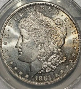 1881-S Morgan Silver Dollar S$1 ANACS MS64 Tone Obv "Struck Through Debris" - Picture 1 of 6