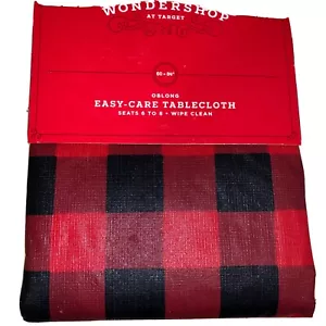 Wondershop Red & Black Check Tablecloth ~ 60" x 84" ~ Peva ~ New - Picture 1 of 4